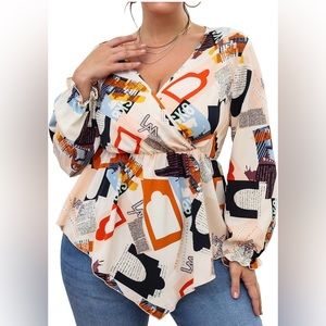 EUC 2XL Long Sleeve Wrap Blouse